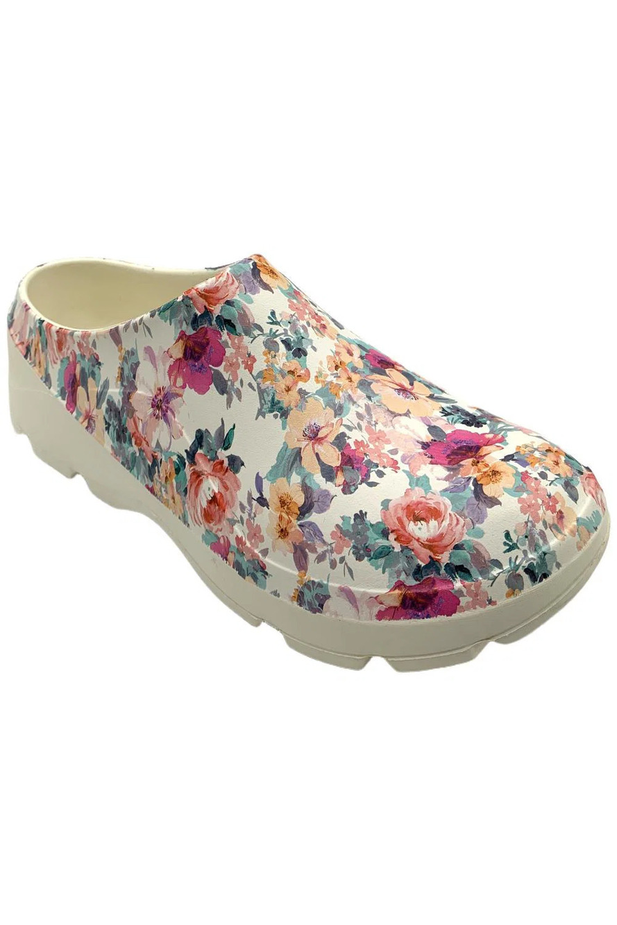 Joybees Women's Grove Garden Clog White Floral - Medium